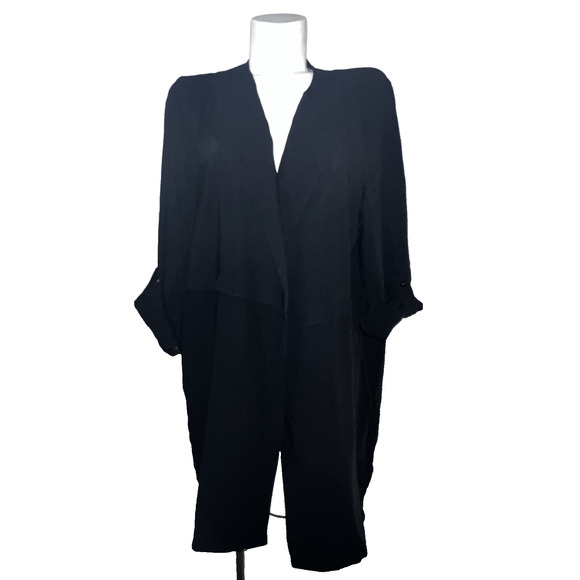 New Philosophy Jacket Plus Size 1X Black Duster Waterfall Open Front Cardigan - Picture 1 of 6